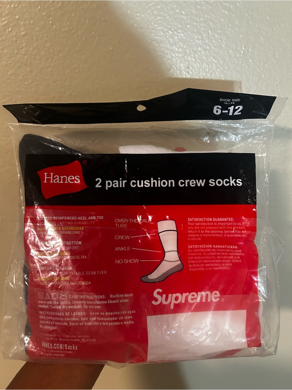 Supreme Black and White Athletic Crew Socks - 2 Pair